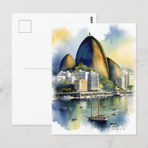 Cartão Postal arte em aquarela do Rio De Janeiro