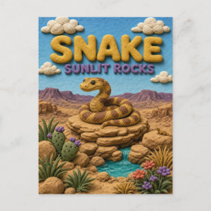 Cartão Postal Arte em Argila Cobra, Rochas Ensolaradas