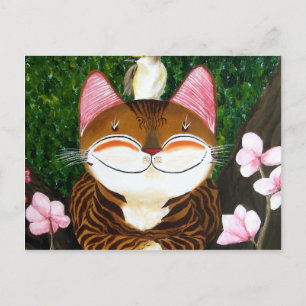 Cartão Postal arte em gatos - madeira (5 elementos)