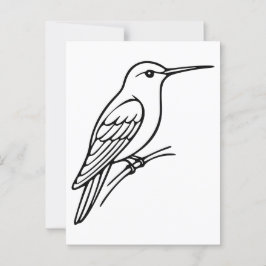 Cartão Postal Arte em Linha Hummingbird - Ilustração de Aves