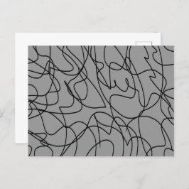 Cartão Postal Arte em Linha: Preto na Cinza