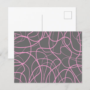 Cartão Postal Arte em Linha: Rosa em Cinzas