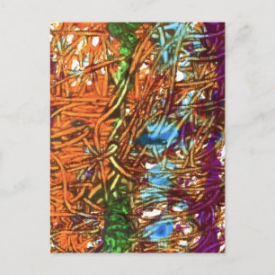 Cartão Postal Arte em mármore laranja, verde, azul e roxo