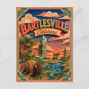 Cartão Postal Arte em Papel de Bartlesville Oklahoma PopCut Esta