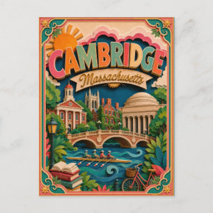 Cartão Postal Arte em Papel de Cambridge Massachusetts PopCut Es