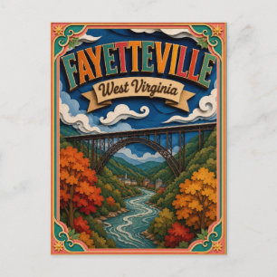 Cartão Postal Arte em Papel de Fayetteville West Virginia PopCut