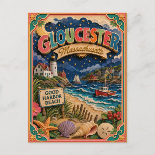 Cartão Postal Arte em Papel de Gloucester Massachusetts PopCut