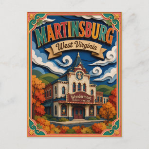Cartão Postal Arte em Papel de Martinsburg West Virginia PopCut