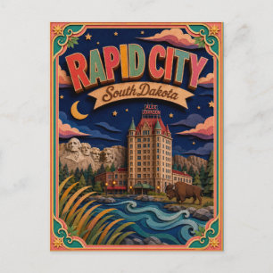 Cartão Postal Arte em Papel de Rapid City South Dakota PopCut St