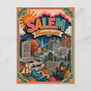 Cartão Postal Arte em Papel de Salem Massachusetts PopCut
