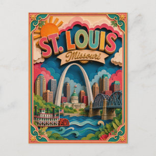 Cartão Postal Arte em Papel de St. Louis Missouri PopCut