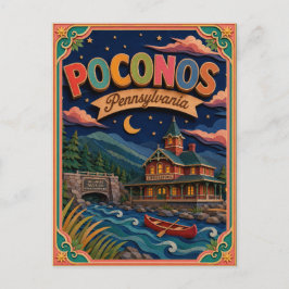 Cartão Postal Arte em Papel dos Poconos Pensilvânia PopCut Estad