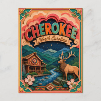 Cartão Postal Arte em Papel PopCut Estados Cherokee Carolina do