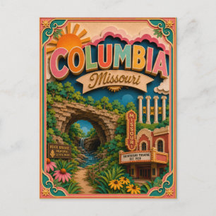 Cartão Postal Arte em Papel PopCut Estados Columbia Missouri