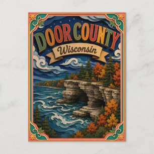 Cartão Postal Arte em Papel PopCut Estados Door County Wisconsin