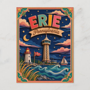 Cartão Postal Arte em Papel PopCut Estados Erie Pensilvânia