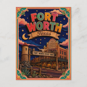 Cartão Postal Arte em Papel PopCut Estados Fort Worth Texas