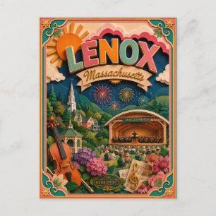Cartão Postal Arte em Papel PopCut Estados Lenox Massachusetts