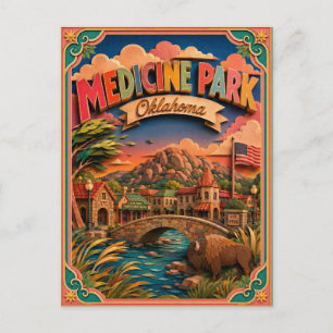Cartão Postal Arte em Papel PopCut Estados Medicine Park Oklahom