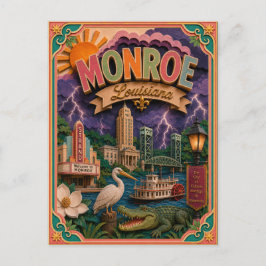 Cartão Postal Arte em Papel PopCut Estados Monroe Louisiana