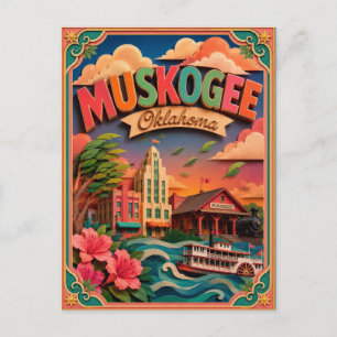 Cartão Postal Arte em Papel PopCut Estados Muskogee Oklahoma