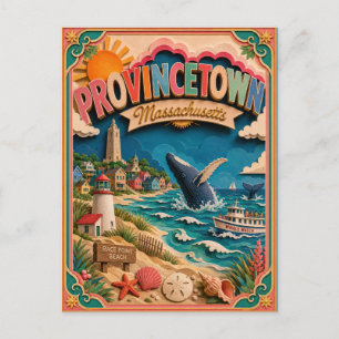 Cartão Postal Arte em Papel PopCut Estados Provincetown Massachu
