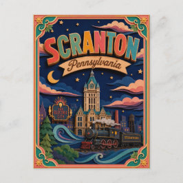 Cartão Postal Arte em Papel PopCut Estados Scranton Pensilvânia