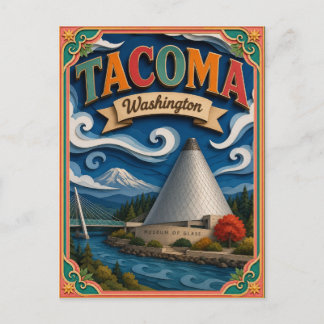 Cartão Postal Arte em Papel PopCut Estados Tacoma Washington