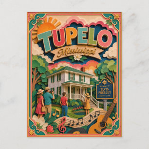 Cartão Postal Arte em Papel PopCut Estados Tupelo Mississippi