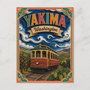 Cartão Postal Arte em Papel PopCut Estados Yakima Washington