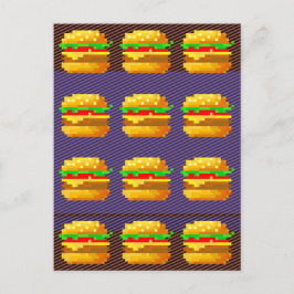 Cartão Postal Arte em pixel rápida e colorida com burger de 8 bi