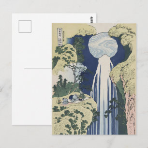 Cartão Postal Arte em xilogravura da Cachoeira Amida de Hokusai