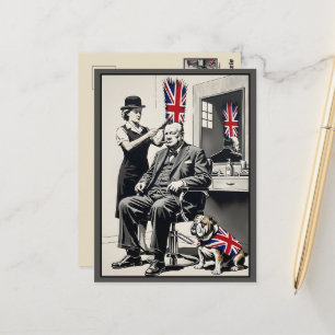 Cartão Postal Arte engraçada da Union Jack de Churchill