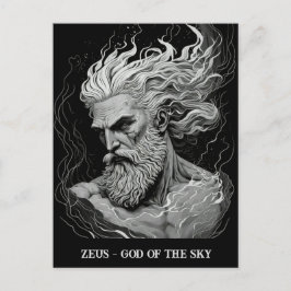 Cartão Postal Arte esboçada Negro e Zeus Branco Deus do Céu