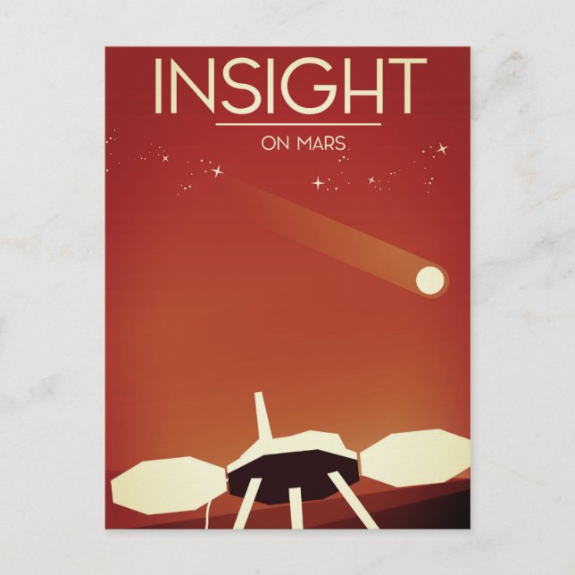 Cartão Postal Arte Espacial do Módulo de Descida Mars Insight (Frente)