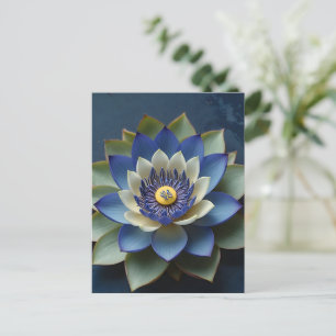 Cartão Postal Arte Espiritual Zen Azul Flor