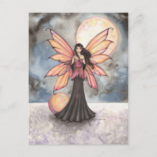 Cartão Postal Arte Fantasia Fada e Lua Cheia
