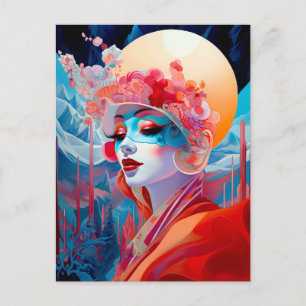 Cartão Postal Arte Fantasia Surrealista Feminina