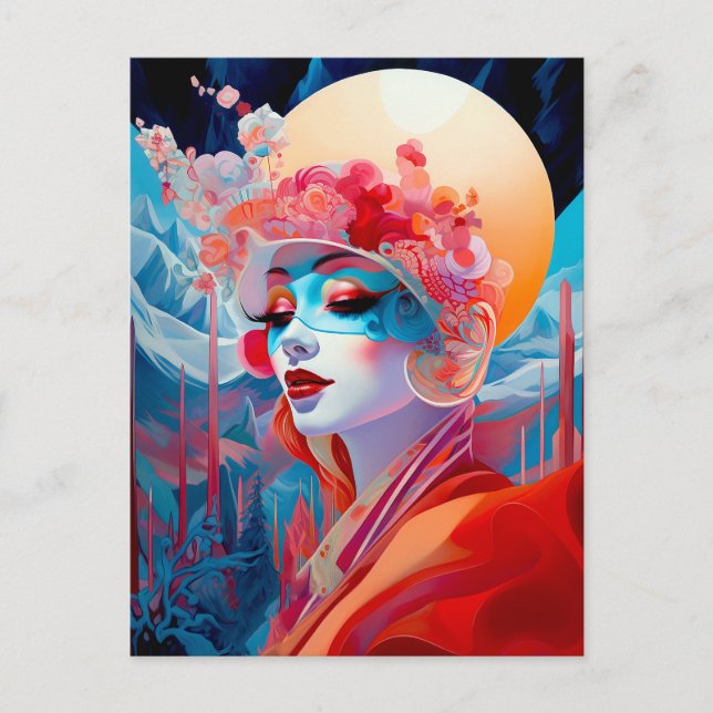 Cartão Postal Arte Fantasia Surrealista Feminina (Frente)