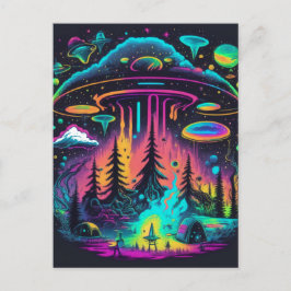 Cartão Postal Arte Fantástica Psíquica de OVNI