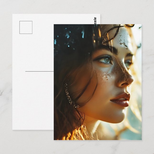 Cartão Postal Arte feminina de exposição dupla (Frente/Verso)