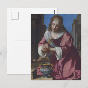 Cartão Postal Arte Fina Barroca Religiosa Vintage Vermeer