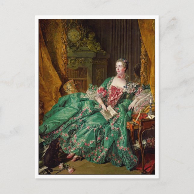 Cartão Postal Arte fina Madame de Pompadour por Francois Boucher (Frente)