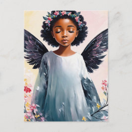 Cartão Postal Arte Floral Anjo Negra