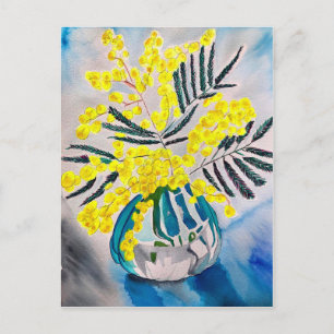 Cartão Postal Arte floral australiana original de Wattle
