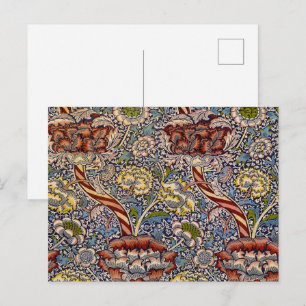 Cartão Postal Arte Floral Azul Naval William Morris Wandle