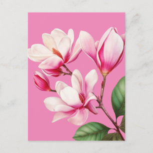 Cartão Postal Arte Floral de Flor Rosa Simples Elegante