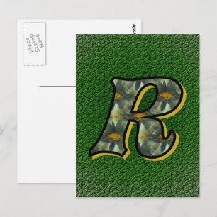 Cartão Postal Arte Floral de Margaridas com Inicial de Monograma