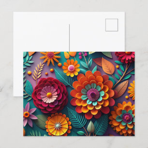 Cartão Postal Arte floral em papel 