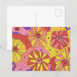 Cartão Postal Arte Floral Futurística